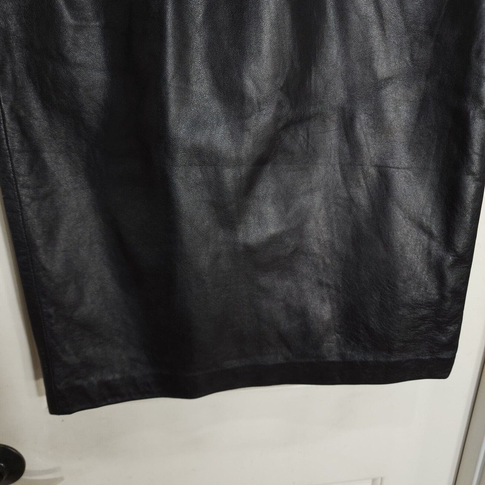 Vintage Rem Garson Pencil Skirt Womens 6 Black Leather Lined Pocket Side Zip - Picture 6 of 10